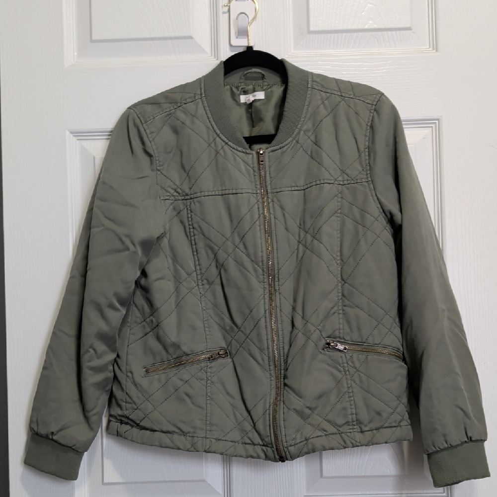 Maurices Sage Green Quilted Bomber Jacket